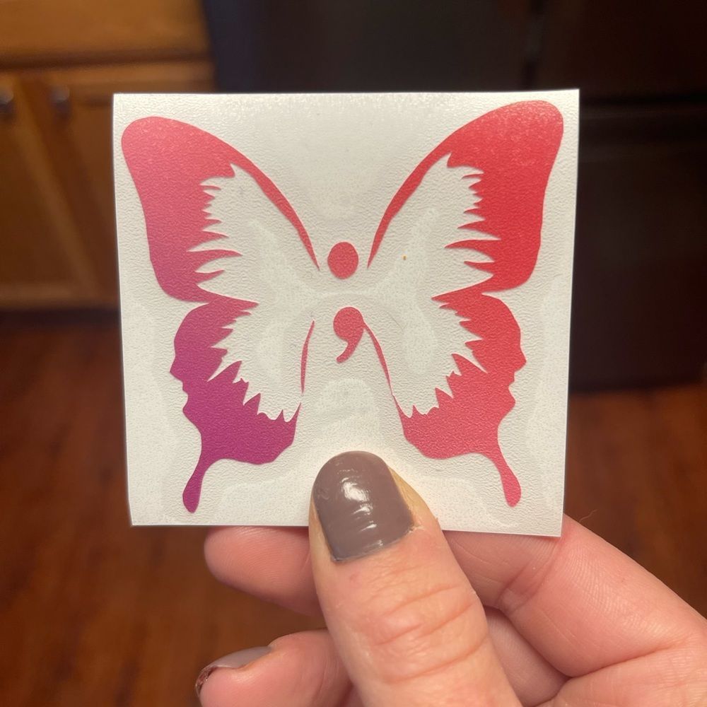 2 Ombre Semicolon Butterfly Vinyl Decals